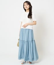 F1KGA50100 MK MICHEL KLEIN(小さいサイズ)(メゾン ドゥ サンク) 【小さいサイズ】フクレシャーリングカットソー/UVカット/洗える オレンジピーチ