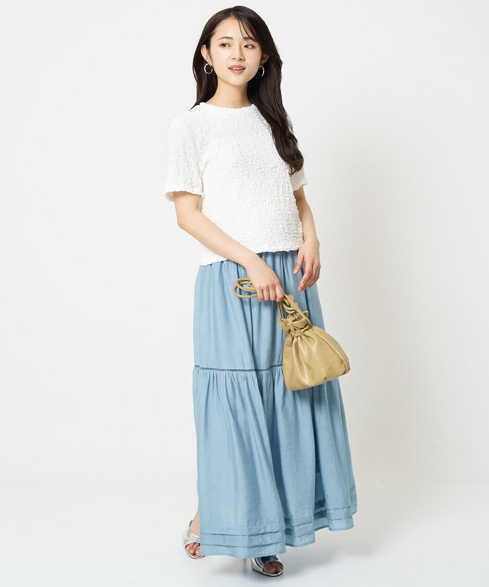 F1KGA50100 MK MICHEL KLEIN(小さいサイズ)(メゾン ドゥ サンク) 【小さいサイズ】フクレシャーリングカットソー/UVカット/洗える オレンジピーチ