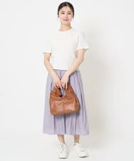 F1KGA50100 MK MICHEL KLEIN(小さいサイズ)(メゾン ドゥ サンク) 【小さいサイズ】フクレシャーリングカットソー/UVカット/洗える オレンジピーチ