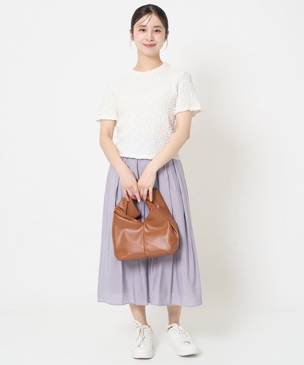 F1KGA50100 MK MICHEL KLEIN(小さいサイズ)(メゾン ドゥ サンク) 【小さいサイズ】フクレシャーリングカットソー/UVカット/洗える オレンジピーチ
