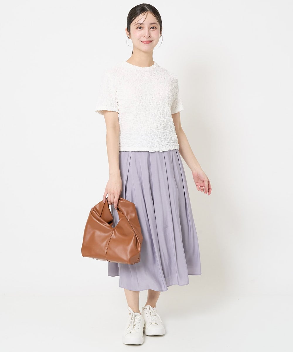 F1KGA50100 MK MICHEL KLEIN(小さいサイズ)(メゾン ドゥ サンク) 【小さいサイズ】フクレシャーリングカットソー/UVカット/洗える オレンジピーチ