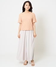 F1KGA50100 MK MICHEL KLEIN(小さいサイズ)(メゾン ドゥ サンク) 【小さいサイズ】フクレシャーリングカットソー/UVカット/洗える オレンジピーチ