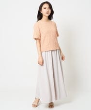 F1KGA50100 MK MICHEL KLEIN(小さいサイズ)(メゾン ドゥ サンク) 【小さいサイズ】フクレシャーリングカットソー/UVカット/洗える オレンジピーチ