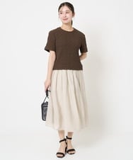 F1KGA50100 MK MICHEL KLEIN(小さいサイズ)(メゾン ドゥ サンク) 【小さいサイズ】フクレシャーリングカットソー/UVカット/洗える オレンジピーチ
