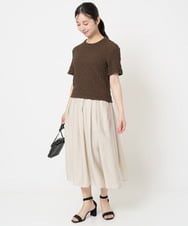 F1KGA50100 MK MICHEL KLEIN(小さいサイズ)(メゾン ドゥ サンク) 【小さいサイズ】フクレシャーリングカットソー/UVカット/洗える オレンジピーチ