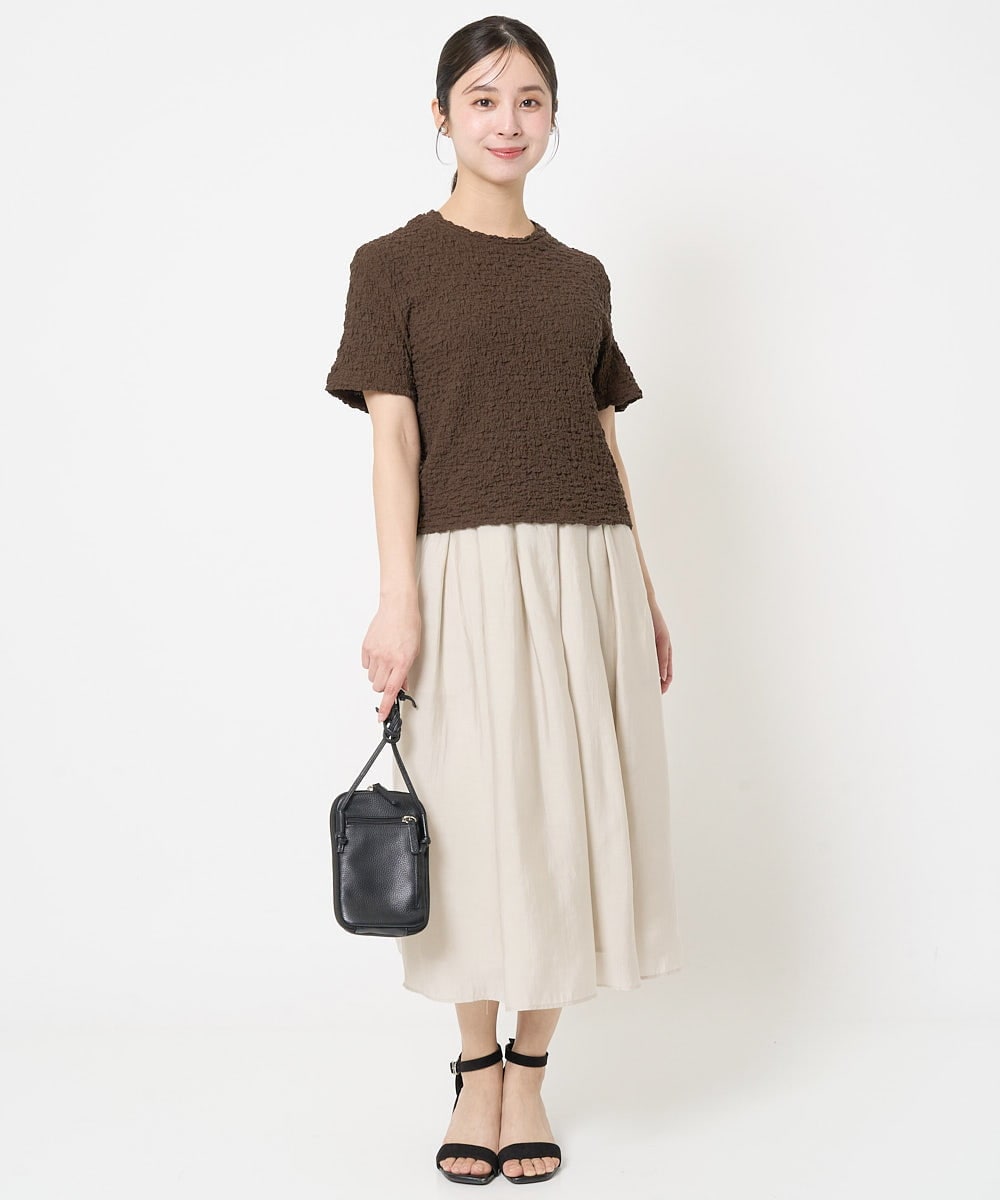 F1KGA50100 MK MICHEL KLEIN(小さいサイズ)(メゾン ドゥ サンク) 【小さいサイズ】フクレシャーリングカットソー/UVカット/洗える オレンジピーチ