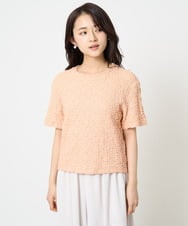 F1KGA50100 MK MICHEL KLEIN(小さいサイズ)(メゾン ドゥ サンク) 【小さいサイズ】フクレシャーリングカットソー/UVカット/洗える オレンジピーチ