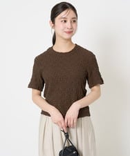 F1KGA50100 MK MICHEL KLEIN(小さいサイズ)(メゾン ドゥ サンク) 【小さいサイズ】フクレシャーリングカットソー/UVカット/洗える ブラウン