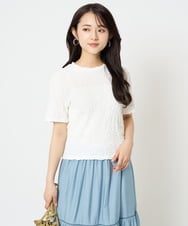 F1KGA50100 MK MICHEL KLEIN(小さいサイズ)(メゾン ドゥ サンク) 【小さいサイズ】フクレシャーリングカットソー/UVカット/洗える ホワイト