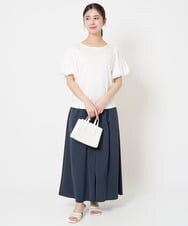 F1KGA51120 MK MICHEL KLEIN(小さいサイズ)(メゾン ドゥ サンク) 【小さいサイズ】バルーンスリーブカットソー/接触冷感/洗える ホワイト