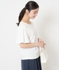 F1KGA51120 MK MICHEL KLEIN(小さいサイズ)(メゾン ドゥ サンク) 【小さいサイズ】バルーンスリーブカットソー/接触冷感/洗える ホワイト