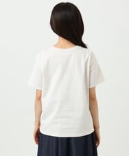 F1KGD30090 MK MICHEL KLEIN(小さいサイズ)(メゾン ドゥ サンク) 【小さいサイズ】ビーズ刺繍ロゴTシャツ/洗える ベージュ