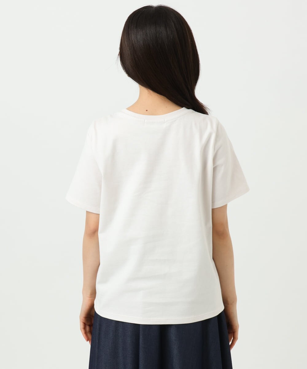 F1KGD30090 MK MICHEL KLEIN(小さいサイズ)(メゾン ドゥ サンク) 【小さいサイズ】ビーズ刺繍ロゴTシャツ/洗える ベージュ
