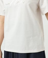 F1KGD30090 MK MICHEL KLEIN(小さいサイズ)(メゾン ドゥ サンク) 【小さいサイズ】ビーズ刺繍ロゴTシャツ/洗える ベージュ