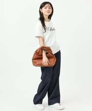 F1KGD30090 MK MICHEL KLEIN(小さいサイズ)(メゾン ドゥ サンク) 【小さいサイズ】ビーズ刺繍ロゴTシャツ/洗える ベージュ