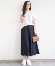 F1KGD30090 MK MICHEL KLEIN(小さいサイズ)(メゾン ドゥ サンク) 【小さいサイズ】ビーズ刺繍ロゴTシャツ/洗える ベージュ