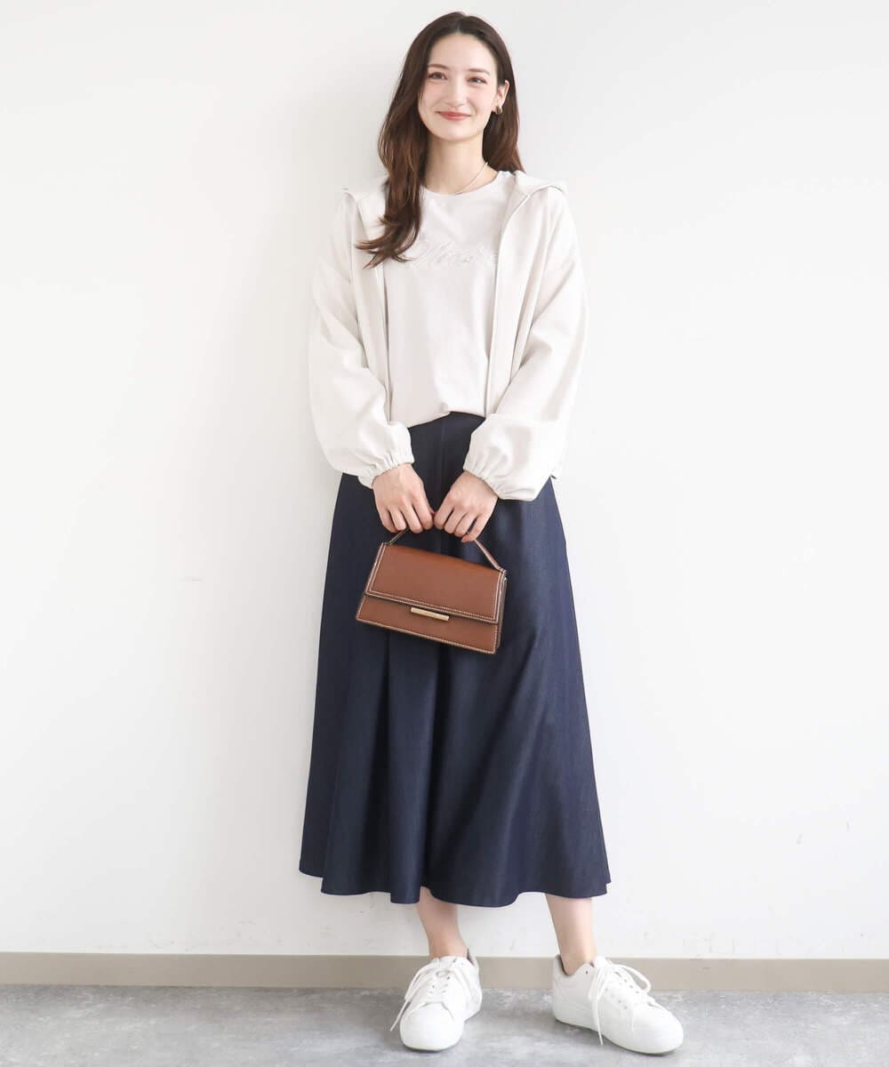 F1KGD30090 MK MICHEL KLEIN(小さいサイズ)(メゾン ドゥ サンク) 【小さいサイズ】ビーズ刺繍ロゴTシャツ/洗える ベージュ