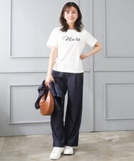 F1KGD30090 MK MICHEL KLEIN(小さいサイズ)(メゾン ドゥ サンク) 【小さいサイズ】ビーズ刺繍ロゴTシャツ/洗える ベージュ