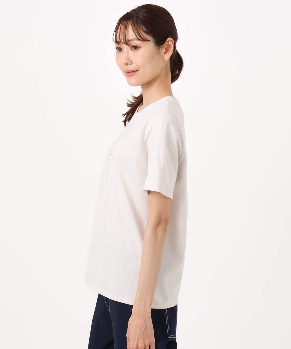 F1KGD30090 MK MICHEL KLEIN(小さいサイズ)(メゾン ドゥ サンク) 【小さいサイズ】ビーズ刺繍ロゴTシャツ/洗える ベージュ