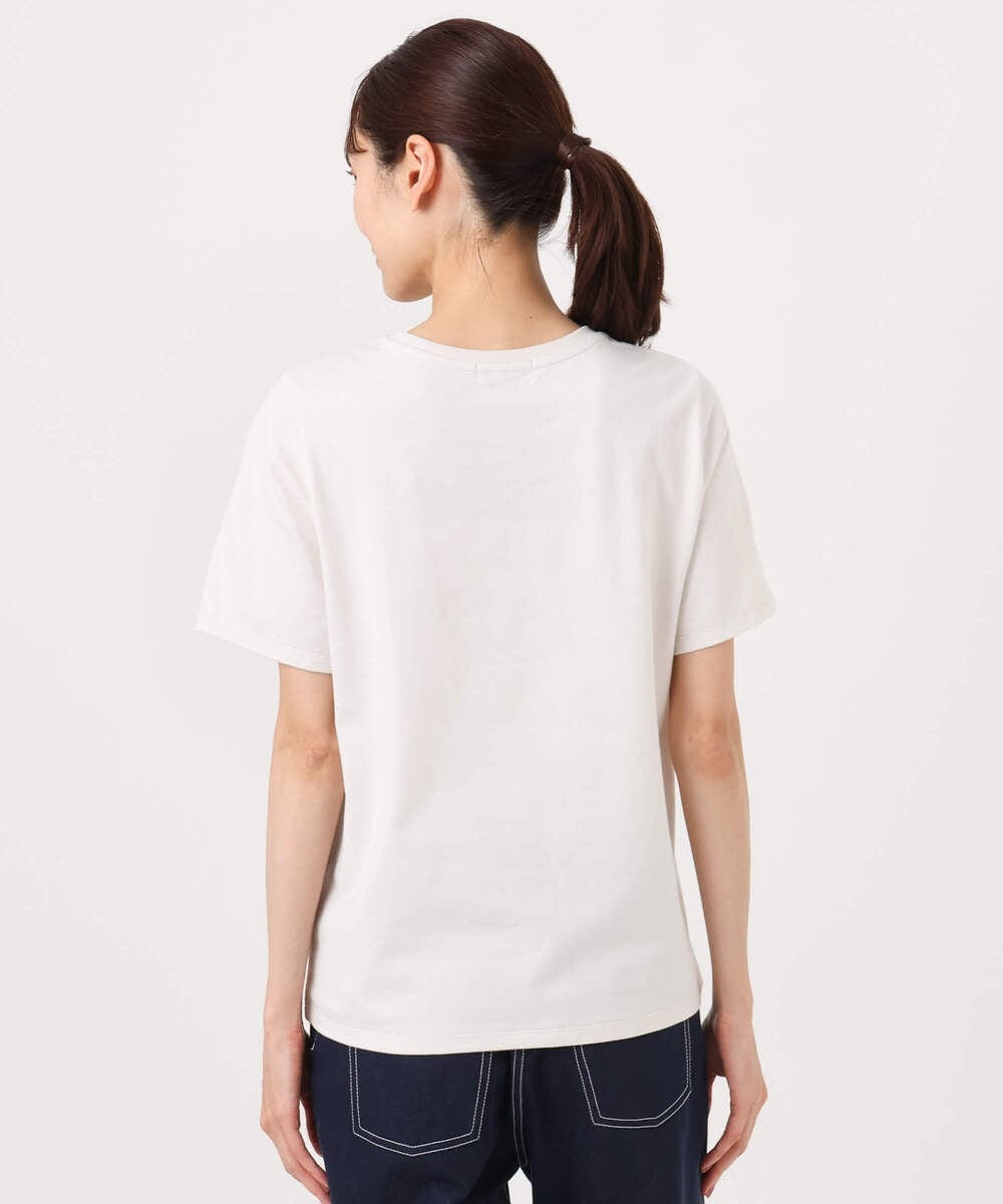 F1KGD30090 MK MICHEL KLEIN(小さいサイズ)(メゾン ドゥ サンク) 【小さいサイズ】ビーズ刺繍ロゴTシャツ/洗える ベージュ