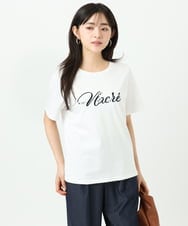 F1KGD30090 MK MICHEL KLEIN(小さいサイズ)(メゾン ドゥ サンク) 【小さいサイズ】ビーズ刺繍ロゴTシャツ/洗える ベージュ