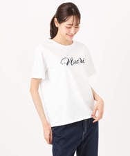 F1KGD30090 MK MICHEL KLEIN(小さいサイズ)(メゾン ドゥ サンク) 【小さいサイズ】ビーズ刺繍ロゴTシャツ/洗える ベージュ