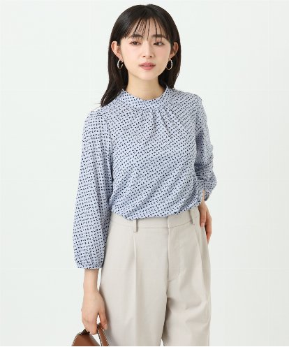 F1KGD31140 MK MICHEL KLEIN(小さいサイズ) 【小さいサイズ】幾何柄ジャージーカットソー/洗濯機で洗える