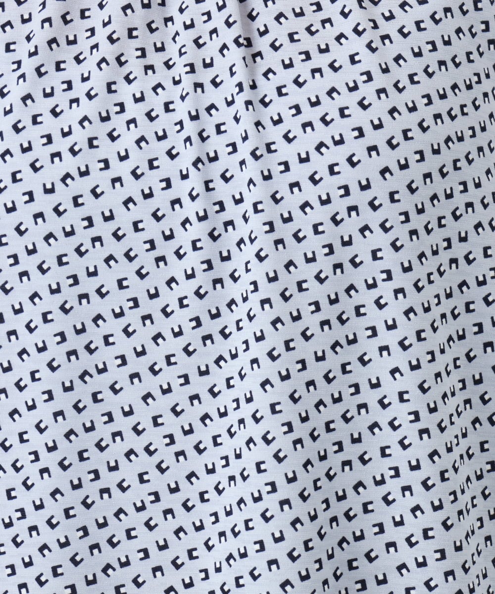 F1KGD31140 MK MICHEL KLEIN(小さいサイズ)(メゾン ドゥ サンク) 【小さいサイズ】幾何柄ジャージーカットソー/洗濯機で洗える ライトブルー