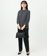 F1KGD31140 MK MICHEL KLEIN(小さいサイズ)(メゾン ドゥ サンク) 【小さいサイズ】幾何柄ジャージーカットソー/洗濯機で洗える ライトブルー