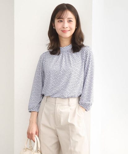 F1KGD31140 MK MICHEL KLEIN(小さいサイズ) 【小さいサイズ】幾何柄ジャージーカットソー/洗濯機で洗える