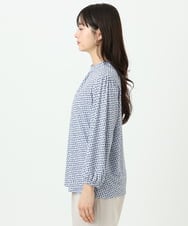 F1KGD31140 MK MICHEL KLEIN(小さいサイズ)(メゾン ドゥ サンク) 【小さいサイズ】幾何柄ジャージーカットソー/洗濯機で洗える ライトブルー