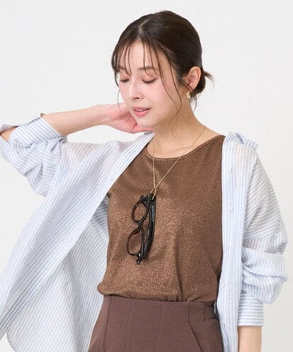 F1KGD32045 MK MICHEL KLEIN(小さいサイズ) 【小さいサイズ】ラメタンクトップ/UVカット/洗濯機で洗える