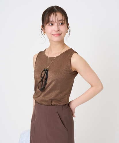 F1KGD32045 MK MICHEL KLEIN(小さいサイズ) 【小さいサイズ】ラメタンクトップ/UVカット/洗濯機で洗える