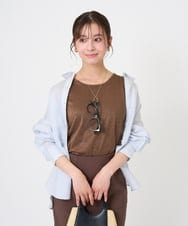 F1KGD32045 MK MICHEL KLEIN(小さいサイズ)(メゾン ドゥ サンク) 【小さいサイズ】ラメタンクトップ/UVカット/洗濯機で洗える ブラウン