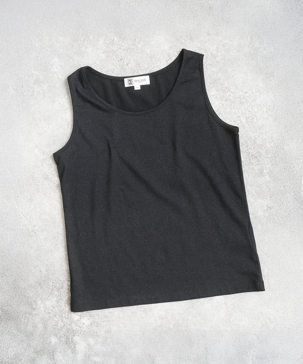 F1KGD32045 MK MICHEL KLEIN(小さいサイズ)(メゾン ドゥ サンク) 【小さいサイズ】ラメタンクトップ/UVカット/洗濯機で洗える ブラック