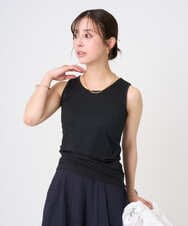 F1KGD32045 MK MICHEL KLEIN(小さいサイズ)(メゾン ドゥ サンク) 【小さいサイズ】ラメタンクトップ/UVカット/洗濯機で洗える ブラック
