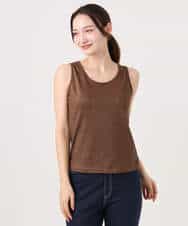 F1KGD32045 MK MICHEL KLEIN(小さいサイズ)(メゾン ドゥ サンク) 【小さいサイズ】ラメタンクトップ/UVカット/洗濯機で洗える ブラウン