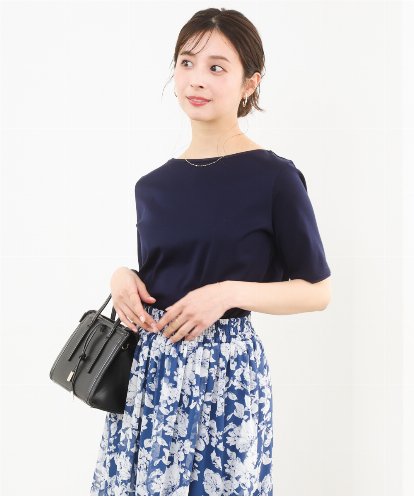 F1KGD33090 MK MICHEL KLEIN(小さいサイズ) 【小さいサイズ】シルケットフライス半袖カットソー/洗える