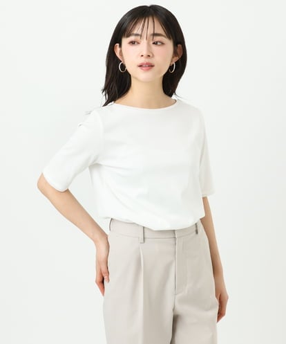 F1KGD33090 MK MICHEL KLEIN(小さいサイズ) 【小さいサイズ】シルケットフライス半袖カットソー/洗える