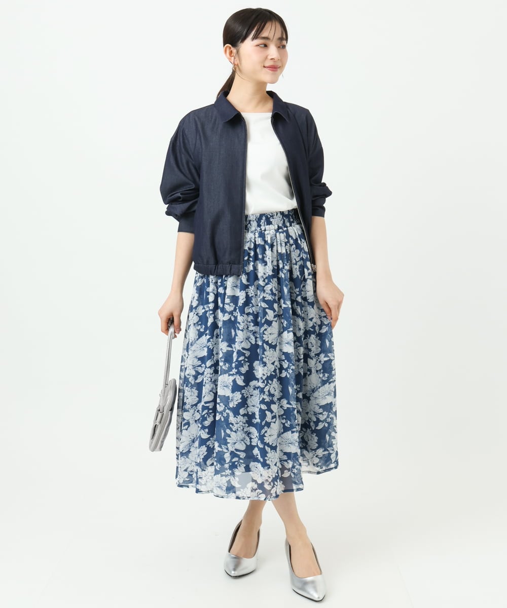 F1KGD33090 MK MICHEL KLEIN(小さいサイズ)(メゾン ドゥ サンク) 【小さいサイズ】シルケットフライス半袖カットソー/洗える ホワイト