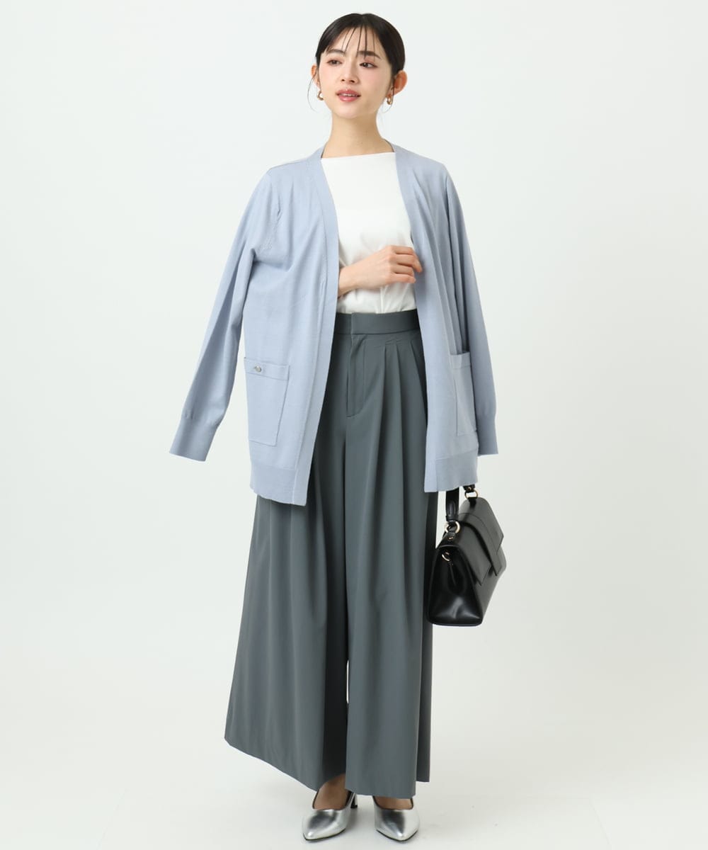 F1KGD33090 MK MICHEL KLEIN(小さいサイズ)(メゾン ドゥ サンク) 【小さいサイズ】シルケットフライス半袖カットソー/洗える ホワイト