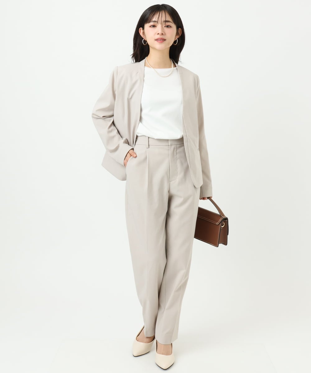 F1KGD33090 MK MICHEL KLEIN(小さいサイズ)(メゾン ドゥ サンク) 【小さいサイズ】シルケットフライス半袖カットソー/洗える ホワイト