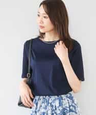 F1KGD33090 MK MICHEL KLEIN(小さいサイズ)(メゾン ドゥ サンク) 【小さいサイズ】シルケットフライス半袖カットソー/洗える ネイビー