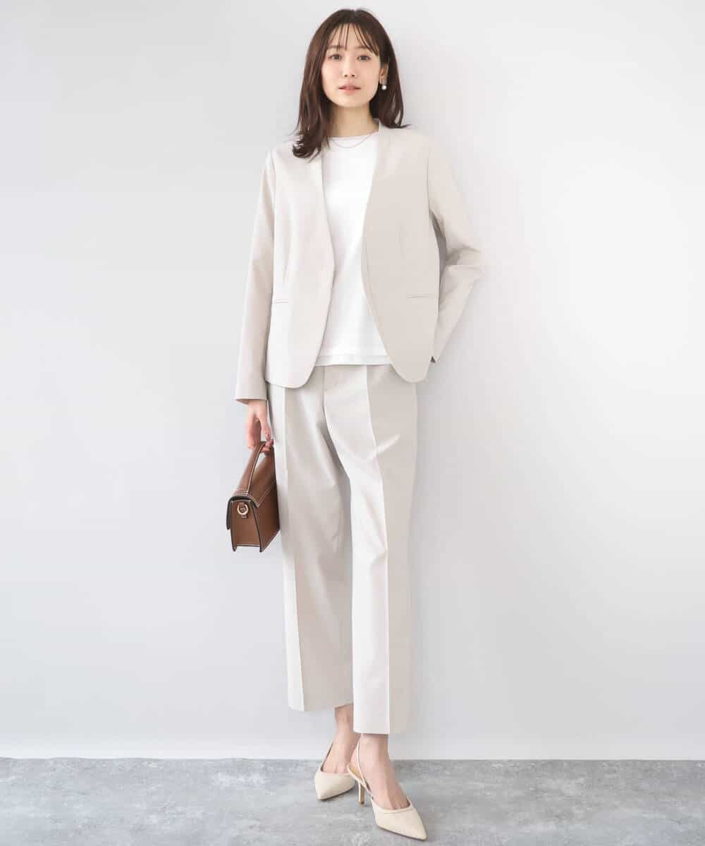 F1KGD33090 MK MICHEL KLEIN(小さいサイズ)(メゾン ドゥ サンク) 【小さいサイズ】シルケットフライス半袖カットソー/洗える ホワイト