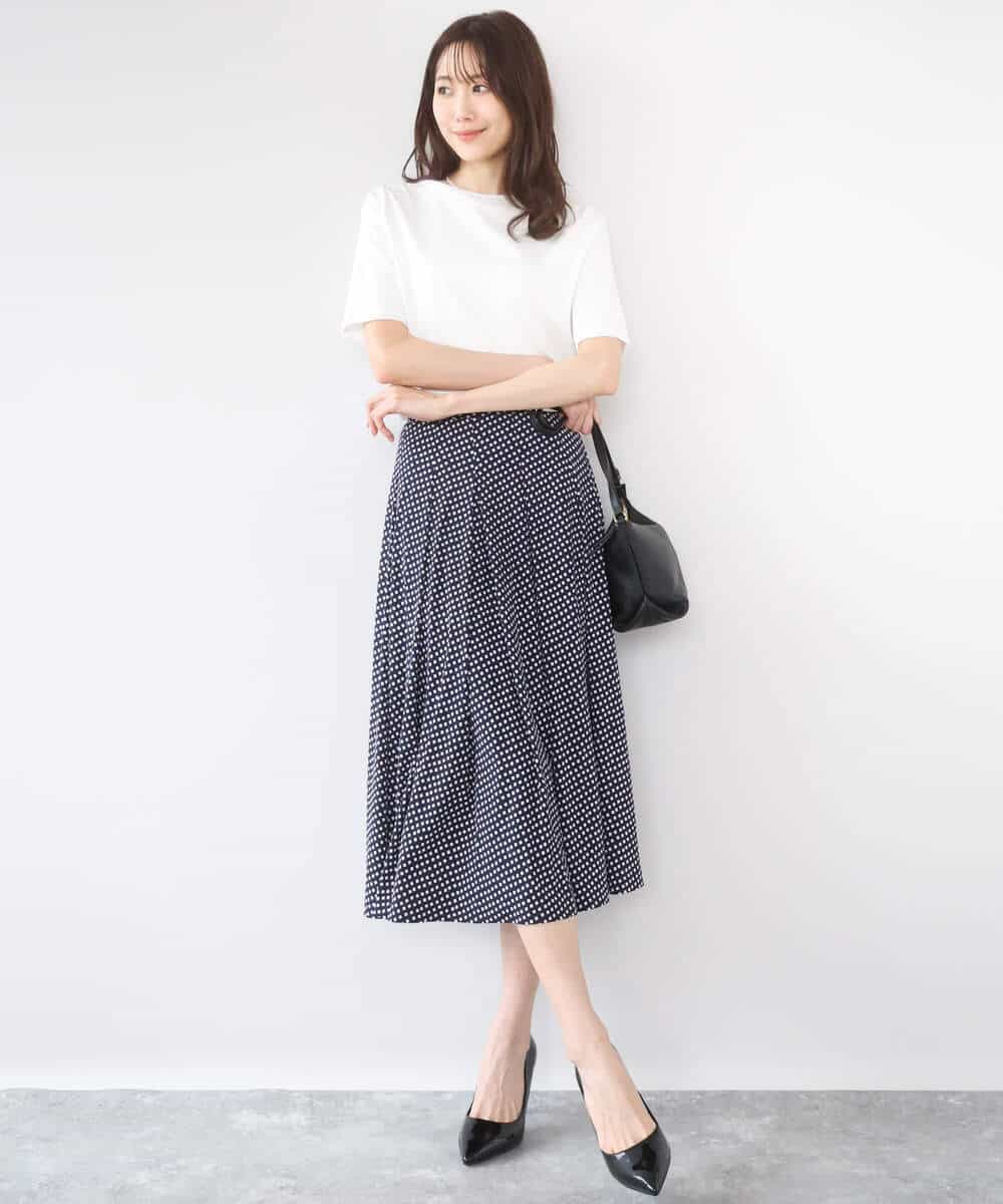 F1KGD33090 MK MICHEL KLEIN(小さいサイズ)(メゾン ドゥ サンク) 【小さいサイズ】シルケットフライス半袖カットソー/洗える ホワイト