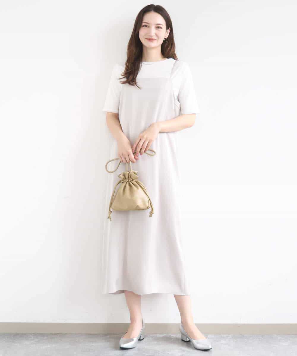 F1KGD33090 MK MICHEL KLEIN(小さいサイズ)(メゾン ドゥ サンク) 【小さいサイズ】シルケットフライス半袖カットソー/洗える ホワイト