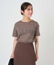 F1KGD41080 MK MICHEL KLEIN(小さいサイズ)(メゾン ドゥ サンク) 【小さいサイズ】ニュアンス配色コットンロゴTシャツ/洗濯機で洗える カーキブラウン