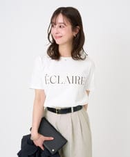 F1KGD41080 MK MICHEL KLEIN(小さいサイズ)(メゾン ドゥ サンク) 【小さいサイズ】ニュアンス配色コットンロゴTシャツ/洗濯機で洗える ホワイト