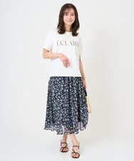 F1KGD41080 MK MICHEL KLEIN(小さいサイズ)(メゾン ドゥ サンク) 【小さいサイズ】ニュアンス配色コットンロゴTシャツ/洗濯機で洗える ホワイト