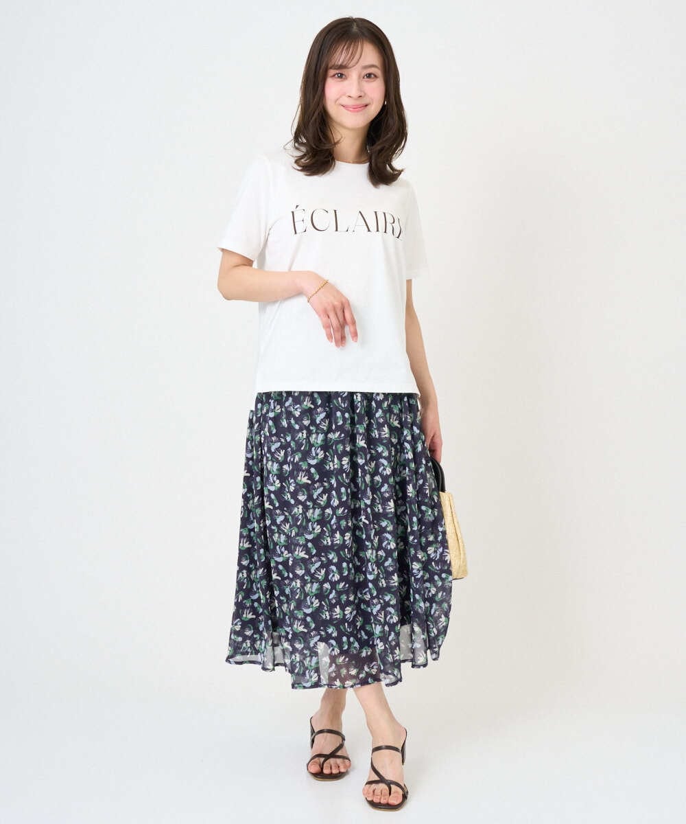 F1KGD41080 MK MICHEL KLEIN(小さいサイズ)(メゾン ドゥ サンク) 【小さいサイズ】ニュアンス配色コットンロゴTシャツ/洗濯機で洗える ホワイト